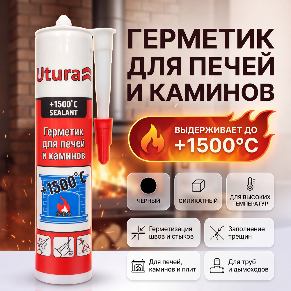 Герметик UTURA +1500 для печей и каминов (280 мл)