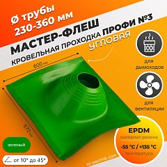 Мастер-флеш угловая ПРОФИ №3 (230-360) ЕРDM 600*670мм зелёная (Россия)