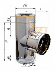 Тройник Феррум утепленный угол 90° нержавеющий (430/0,8мм)/зеркальный, ф250/350, по воде